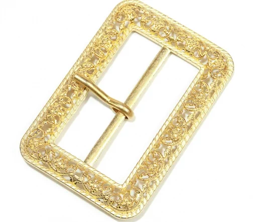 Пряжка узорчатая Union Knopf, с 1 шпеньком, 50мм, металл, цв. золото