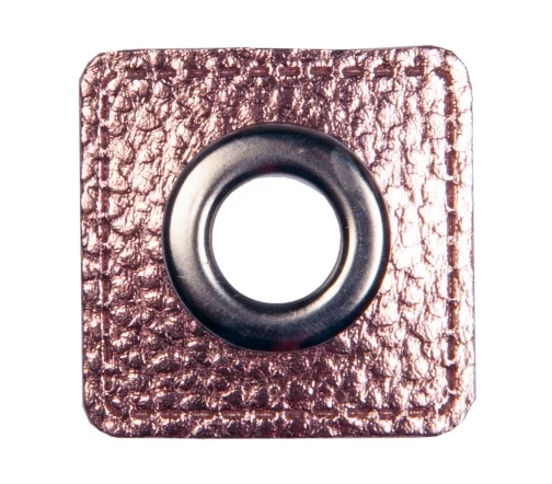 Люверс пришивной на патче HKM "Квадрат", 3,3см, 2шт., цвет розовый, арт. 1200/38