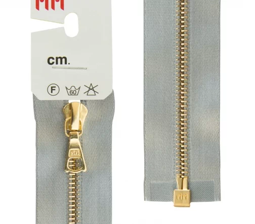 Молния RiRi атласная, металл, разъём, 1замок 4мм 65см, подв.Flach, цепьGO, цв.9112, голубовато-серый