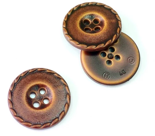 Пуговица Sandra "Косичка", 25 мм, 4 отв., пластик, коричневый, 4124S-40-17S