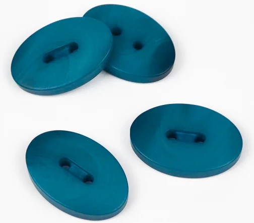 Пуговицы, Union Knopf, "Эллипс, с прорезью", матовые, 2 отв., пластик, цвет голубой, 32 мм