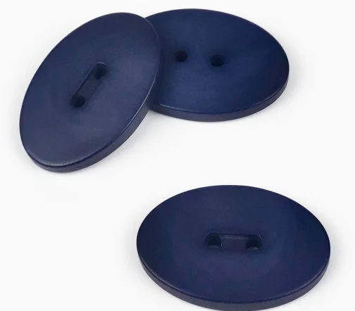 Пуговицы, Union Knopf, "Эллипс, с прорезью", матовые, 2 отв., пластик, цвет темно-синий, 40 мм