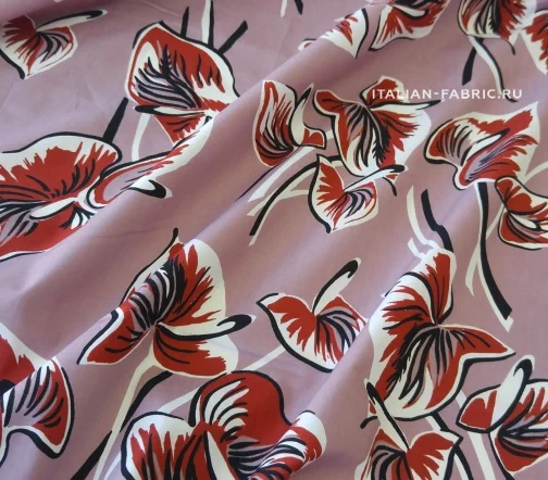 Ситец "Каллы", фон розовый, 01690