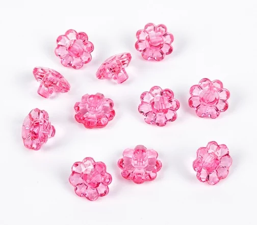 Пуговицы, Union Knopf, "Ромашка прозрачная", на ножке, пластик, цвет розовый, 11 мм