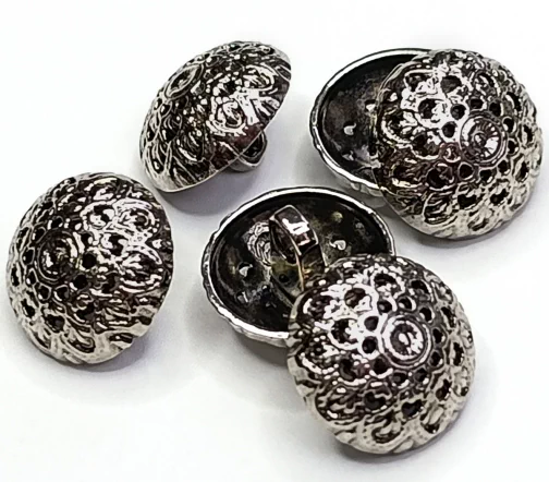 Пуговица DILL "Цветок", на ножке, металл, цвет состаренное серебро, 18 мм