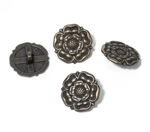 Пуговица DILL "Цветок", на ножке, металл, цвет состар.латунь, 23 мм