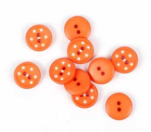 Пуговица Union Knopf "Звездочки", 2 отв., пластик, цвет оранжевый, 15 мм