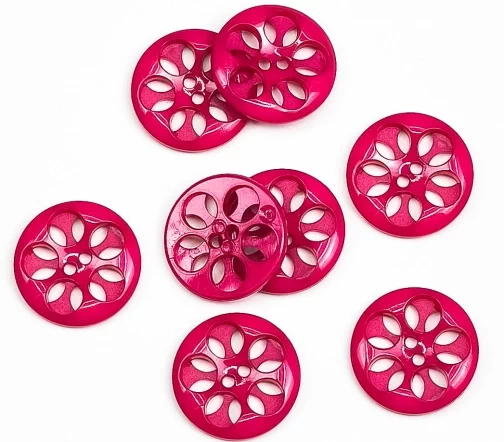 Пуговица Sandra "Лепестки", 18 мм, 2 отв., пластик, цвет фуксия