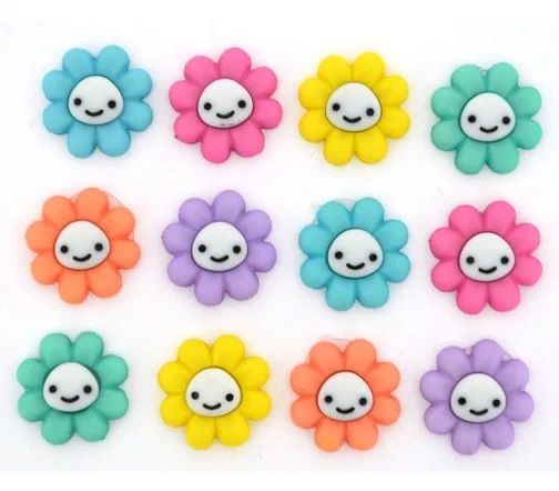 Декоративные пуговицы Dress It Up "Счастливые маленькие цветочки", 15х15 мм, 12 шт., 10110