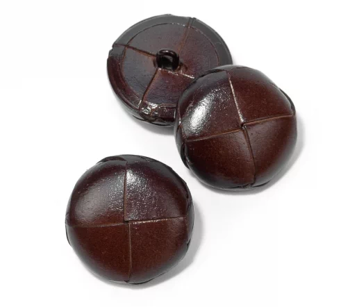 Пуговица Union Knopf, на ножке, натуральная кожа, цвет т.коричневый, 27 мм