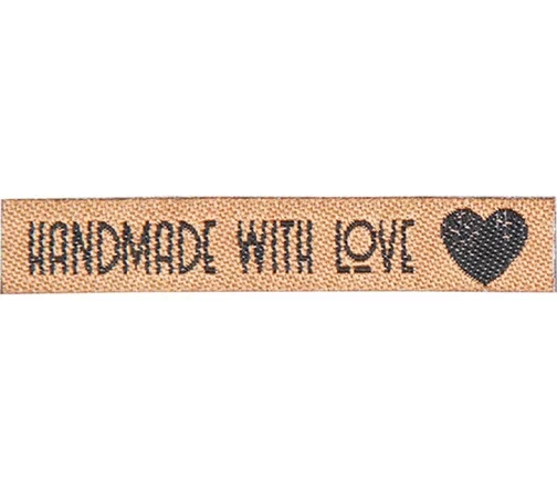 Термоаппликация HKM "HANDMADE WITH LOVE", 6,3 х 1,1 см, цвет бежевый, 090783