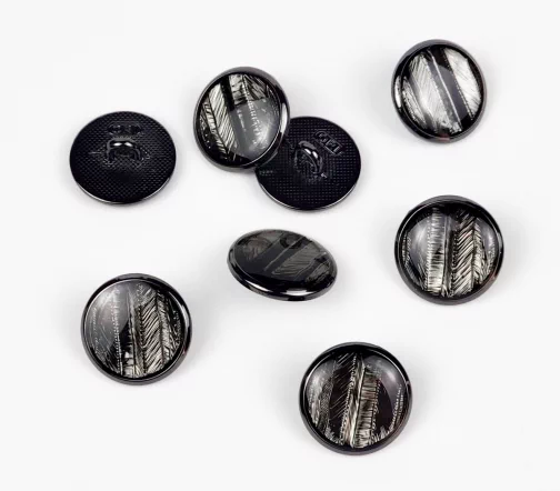 Пуговица, Union Knopf, на ножке, металл/пластик, цвет черненый металл, 15 мм