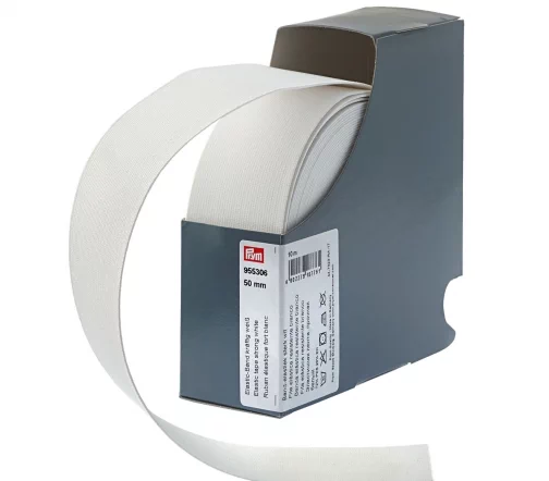 955306 Прочная эластичная лента 50 мм, цвет белый, Prym
