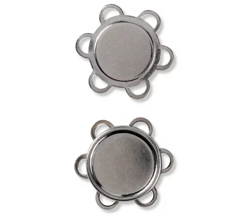 416475 Магнитная кнопка-пуговица пришивная, 25мм, металл, цвет серебро, 1шт., Prym