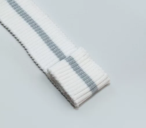 Кромка трикотаж с полоской, цвет белый/серый
