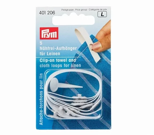 401206 Непришивные вешалки для полотенец и белья, хлопок, белый цв., 5шт., Prym