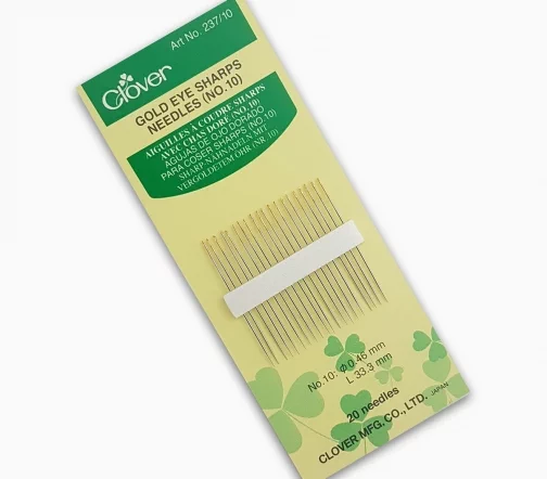237/10 Иглы острые с позолоченной головкой № 10, 20 шт., Clover