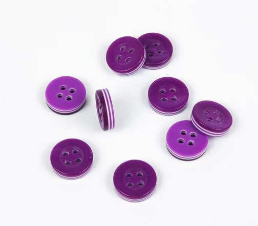 Пуговица, Union Knopf с полоской, 4 отв., пластик, цв.фиолетовый, 11мм, 453251-011-6212