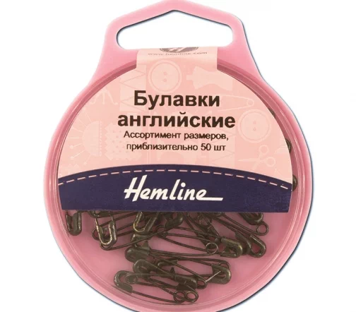 414.99 Булавки английские, ассорти 19+23 мм, металл, 50 шт., цвет черный, Hemline