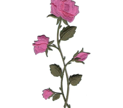 Термоаппликация "Роза с бутонами на стебле", 21 x 9,5 см, цвет розовый, 569939.C