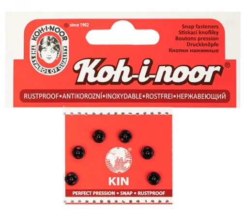 Кнопки пришивные, Koh-i-Noor, 6 мм, металл, цвет черный, 6 шт., 154471