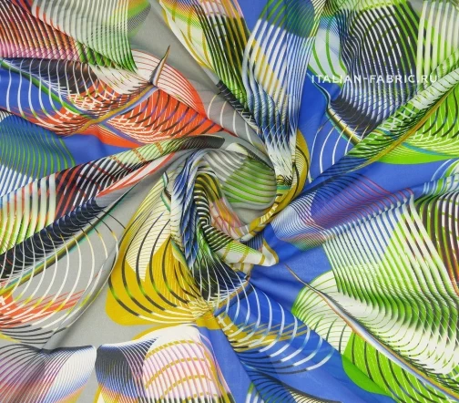 Шифон "3D спирали", цвет серый/синий/красный, 01701