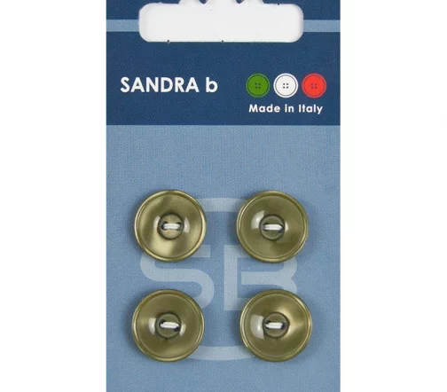Пуговицы Sandra, 15 мм, 2 отв., пластик, 4 шт., оливковый, арт. CARD072