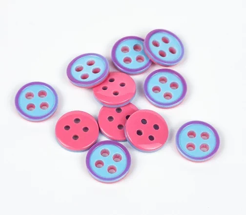 Пуговица, Union Knopf, 4 отв., пластик, цв.сиреневый/розовый, 11мм, 453481-011-6460