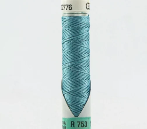 Нить Silk R 753 для фасонных швов, 10м, 100% шелк, цвет 714 умеренный аквамарин, Gutermann 703184