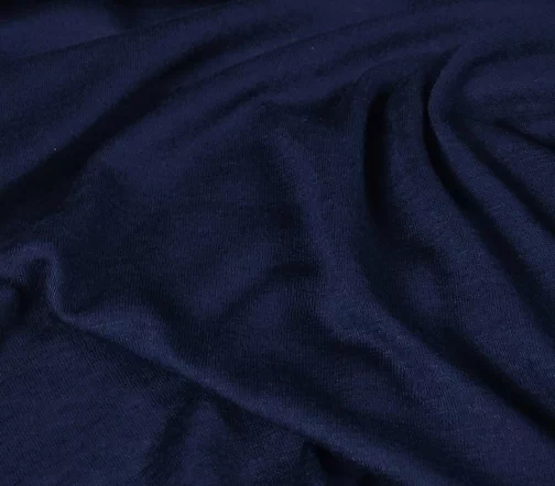 Трикотаж шерстяной однотонный, цвет темно-синий, 02022