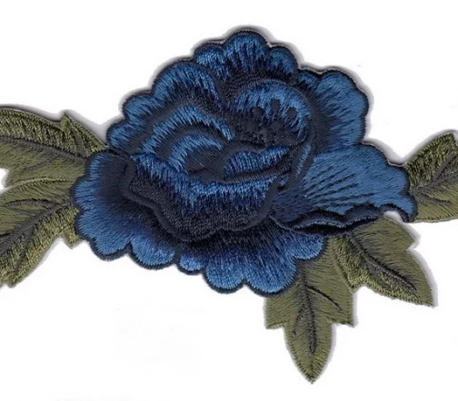 Термоаппликация "Крупный цветок с листьями", 8 х 12,5 см, цвет синий, 569751.C