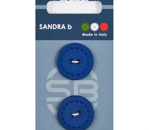 Пуговицы Sandra, 23 мм, 2 отв., пластик, 2 шт., королевский синий, CARD119