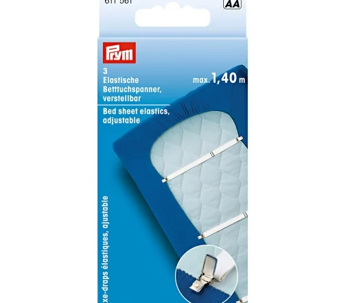 611561 Держатель простыни, эластичный, регулируемый (max.1,40m), белый, 3шт., Prym