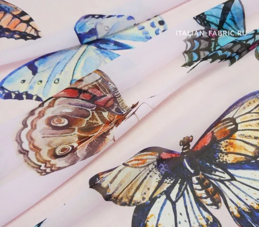 Шифон (жоржет) "Бабочки крупные", фон розовый, 16341-2