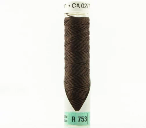 Нить Silk R 753 для фасонных швов, 10м, 100% шелк, цвет 817 глубокий коричневый, Gutermann 703184