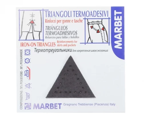 Термотреугольники Marbet для закрепления швов, экозамша, 3,5 см, 4 шт., т.серый