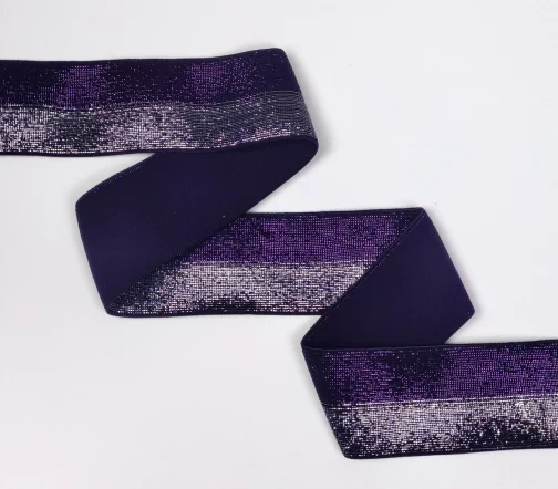 Лента эластичная с люрексом Union Knopf, 40 мм, цвет 62 темно-лиловый
