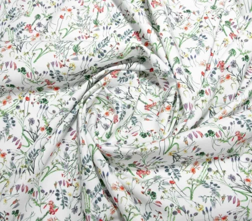 Сорочечный хлопок "Полевые цветы на белом фоне", 1092316