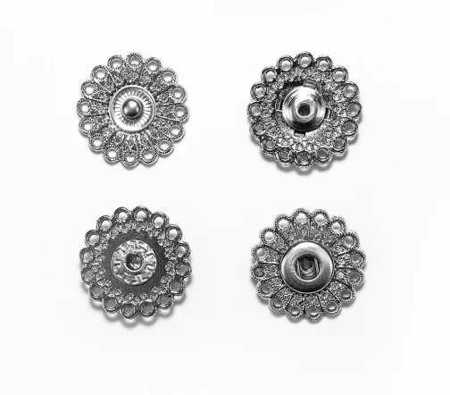 Кнопки ажурные, металл, пришивные, 21 мм, цвет серебро, 02-S-21