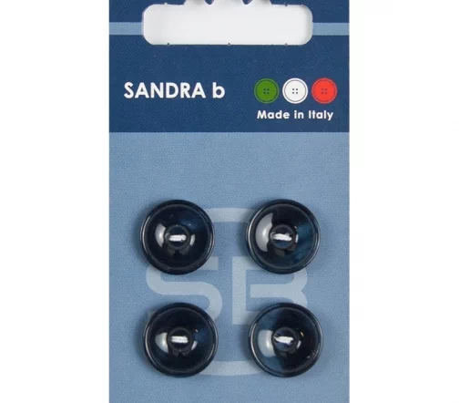 Пуговицы Sandra, 15 мм, 2 отв., пластик, 4 шт., синий, арт. CARD098