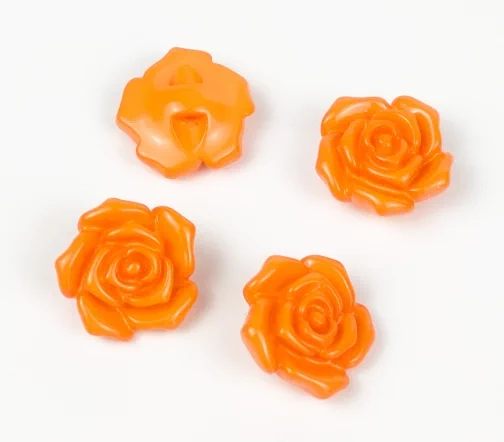 Пуговицы, Union Knopf, "Розочки", пластик, цвет оранжевый, 18 мм
