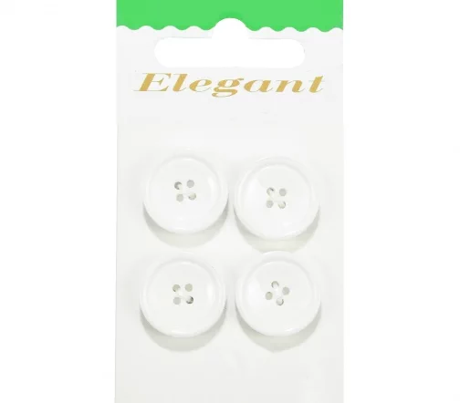 Пуговицы Disboton, 18 мм, 4 отв., пластик, 4 шт., белый