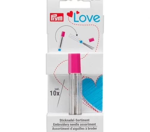 125640 Набор игл для вышивания с острыми и тупыми концами в футляре 79х14 мм, 10 шт., Prym Love