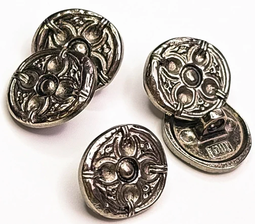 Пуговица DILL "Цветок", на ножке, металл, цвет состаренное серебро, 20 мм