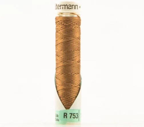 Нить Silk R 753 для фасонных швов, 10м, 100% шелк, цвет 887 бежево-горчичный, Gutermann 703184