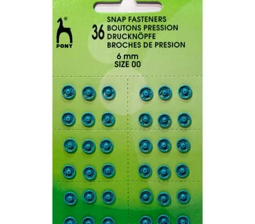 78909/01 PONY Кнопки одежные 6 мм, латунь, голубые, 6 шт.