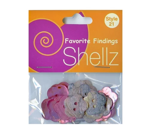 Набор пуговиц, серия Favorite Findings "Shellz Agoya Роз. цветок", перламутр, 2 отв., 20 мм, 17 шт.