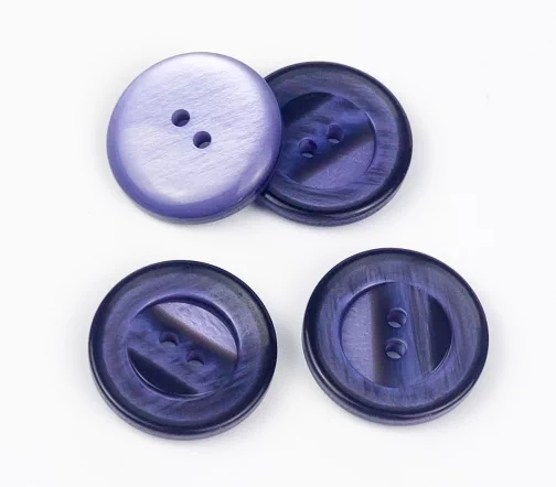 Пуговицы, Union Knopf, круглые, с разноур. серединой, 2 отв., пластик, цвет черный/голубой, 23 мм