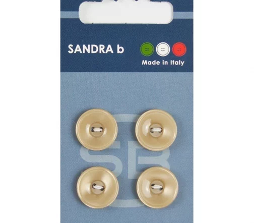 Пуговицы Sandra, 15 мм, 2 отв., пластик, 4 шт., бежевый, CARD084