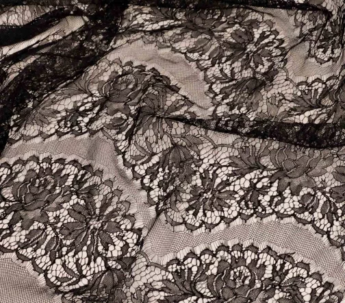 Кружево шантильи "Реснички", цвет черный